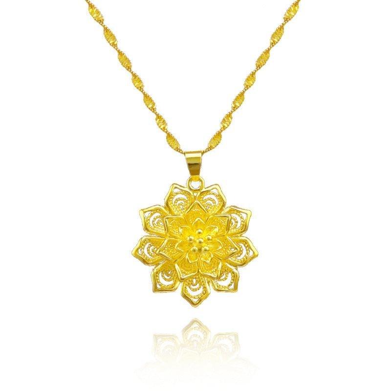 Flower Gold Color Necklace - Natna Shop