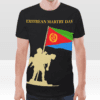 Eritrean mARTRY DAY T SHIRT BLACK GOLDEN HERO WITH ERITREAN FLAG UNISEX