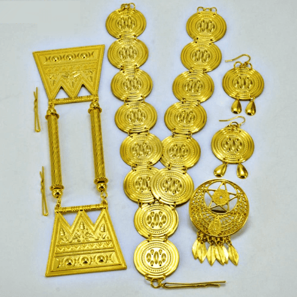 BilenTraditional Jewelry set Head Accessories +Earrings /4 Pieces set Eritrea-Ethiopia Girl Gold Plated Wedding Female JHS1001 - Natna Shop