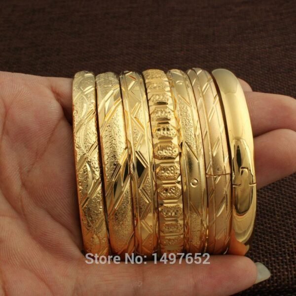 Dubai Gold Bangles For Women Men18k Gold Wide 8MM Bracelets African/European/Ethiopia Jewelry Bangles - Natna Shop