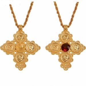 Ethiopian Coin Cross Pendant Necklaces For Women Gold Color Jewelry Eretrian Crosses African Ethnic Ornaments - Natna Shop