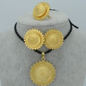 Ethiopian Wedding Habesha Jewelry Eritrea  Gold Color Set Pendant - Natna Shop