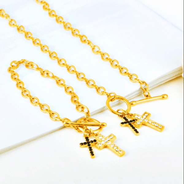 Gold Color Jewellery   Earring Cross Necklace Earring Women - Natna Shop