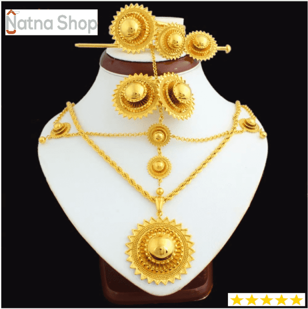 Jewelry Set 24k Gold Color Hair Chain/Pendant /Chain/Earing/Ring/Hair Pin/Bangle Habesha Eritrean Ethiopean - Natna Shop