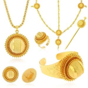 Traditional Nfho Ethiopian Bridal  Jewelry Sets Big Gold Color  hair jewelry Full set African jewelry for Eritrean - Natna Shop