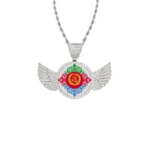 Wings Silver Pendant with Rope Chain Eritrean Flag jpg