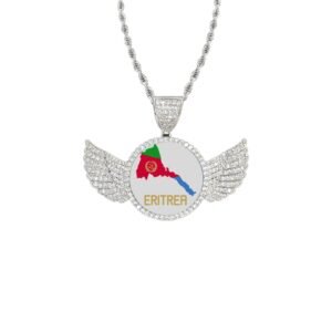 Eritrean Map Wings Silver Pendant with Rope Chain jpg